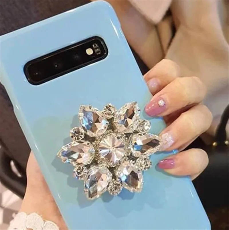 

Luxury Women Bling Cell Phone Socket Custom Diamond Pearl Jewelry Popings Phone Holder Stand Grip, Gold