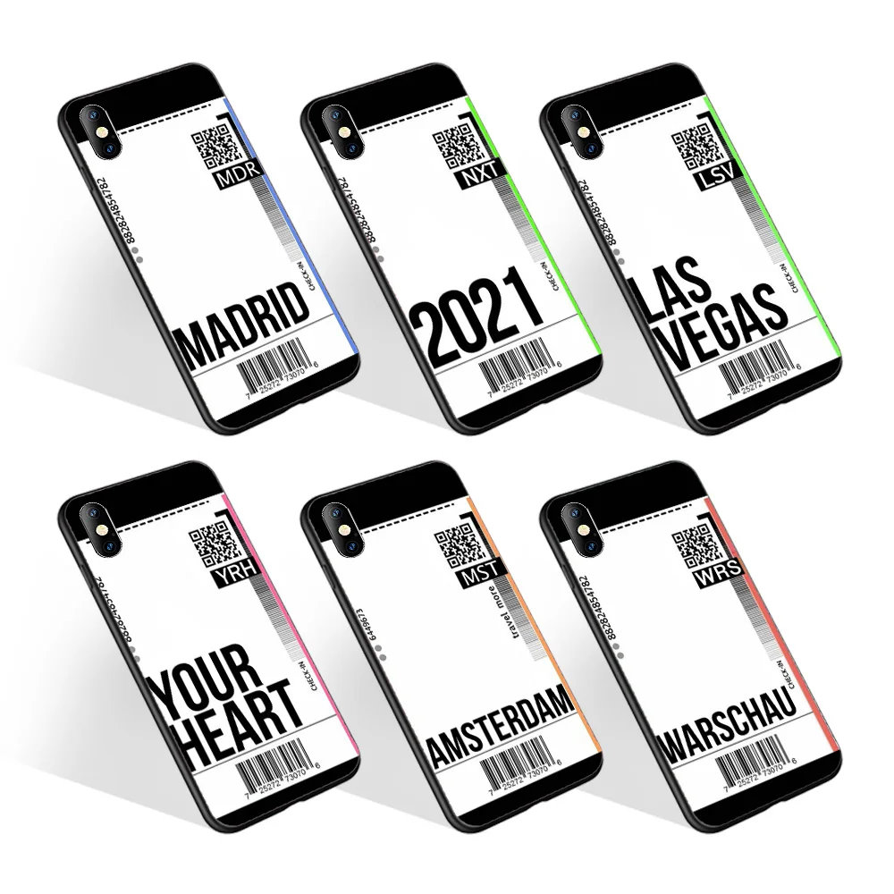 

Mobile phone bags & cases AIR Tickets Travel Label Country Custom UV Cell Phone Case for iphone11 12 pro max for samsung Note 20, Transparent