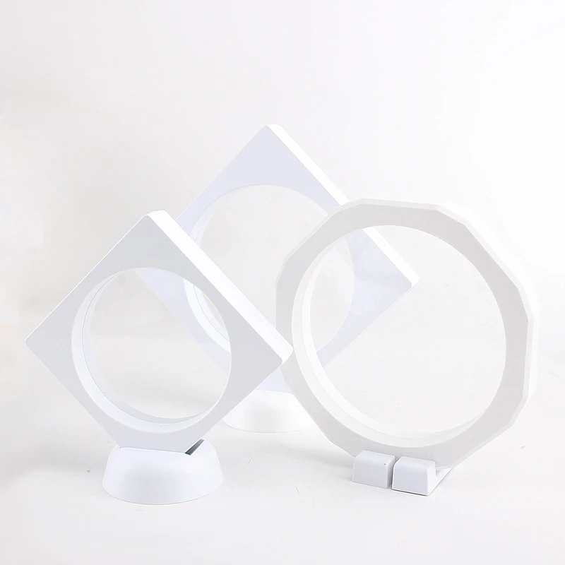 

Thin Film Suspension Jewelry Display Box Jewelry Storage Rack for Ring Necklace Bracelet Earring Display, White and black