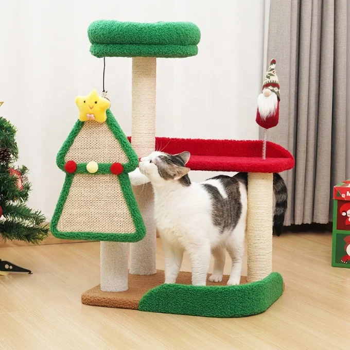 

Christmas Cat Tree Cat Scratching Sisal Rope Toy House Tree Factory Wholesale Hot sell
