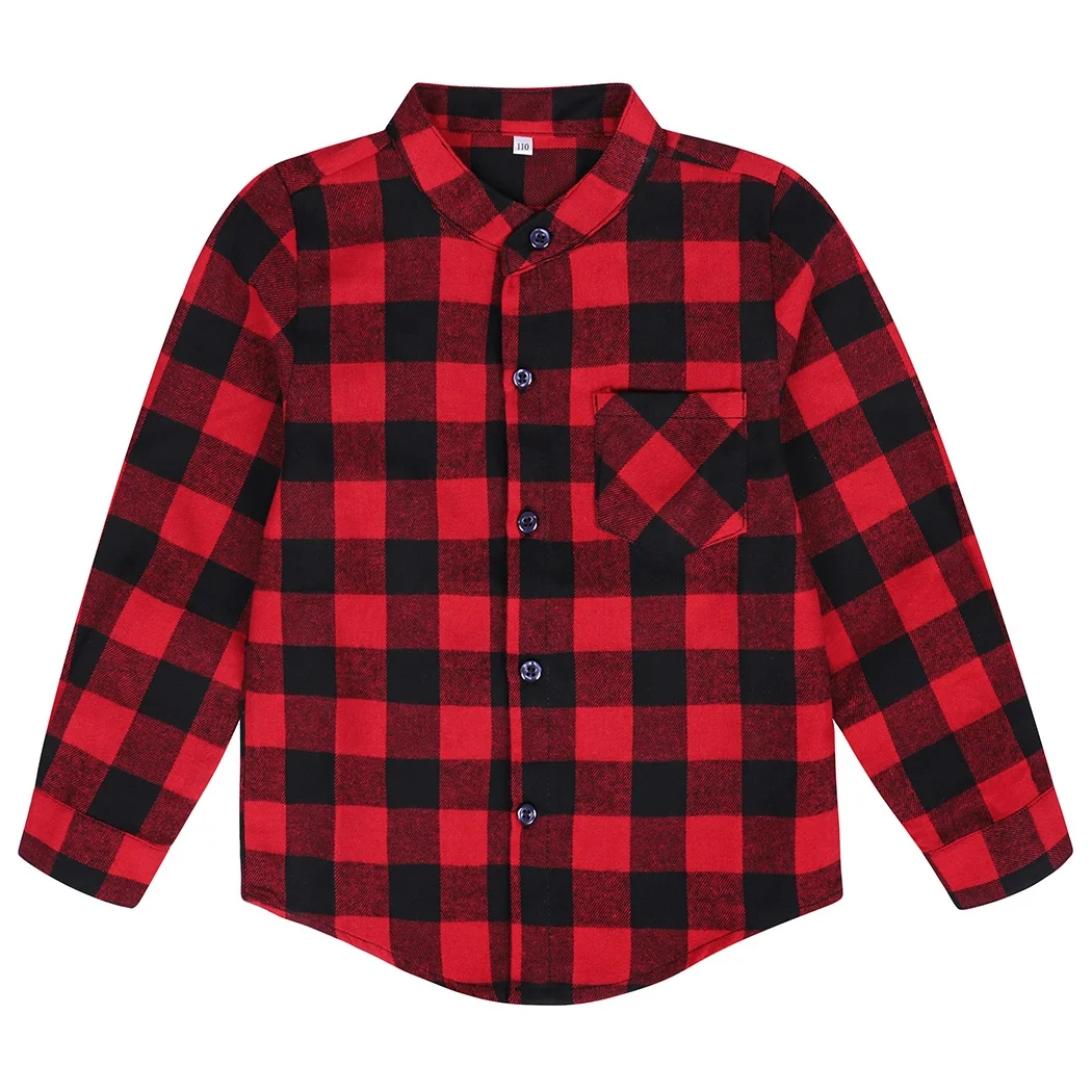 

New Boy's Long Sleeve Plaid Cotton Polo Fashion Shirt Casual Trend Shirt Boys Clothing