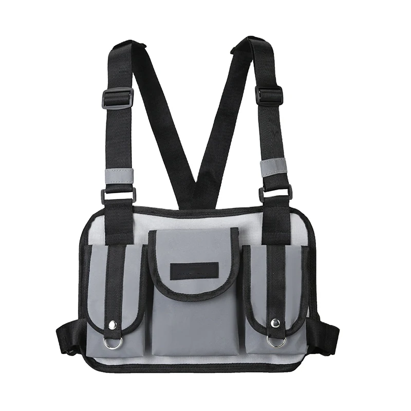 

Fashion Streetwear Reflective Tactical Chest Harness Rig Vest Bag for Men Women, Customized color