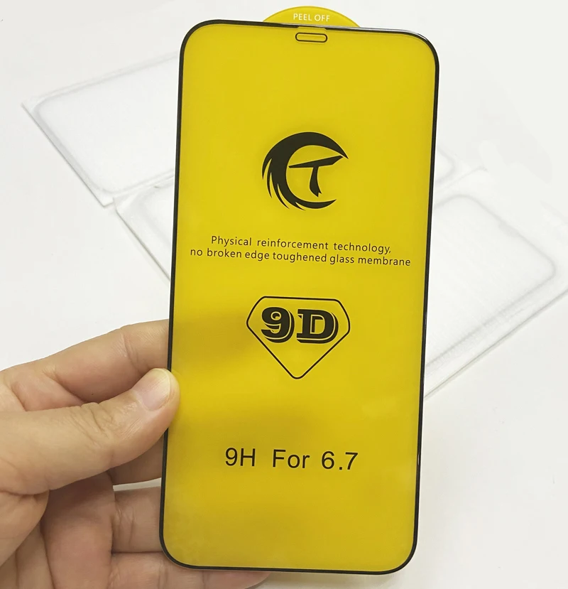

premium 9D OG full glue 9H tempered glass screen protector for iphone 12 pro max film, Black