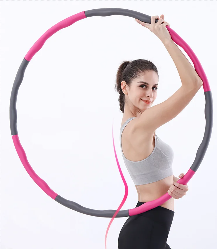 

2021 Wholesale Removable 6-8 Section Weighted plastic Foam Hula Gymnastic Hoola Fitness Hoop Teenager and Adults