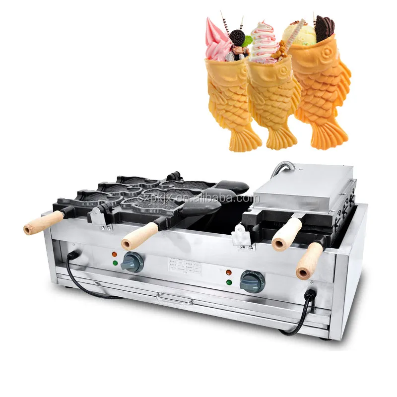 

Use Ice Cream Taiyaki Fish Waffle Maker Iron Machine Grill Mold Open-mounth Fish Waffle Bread Machine