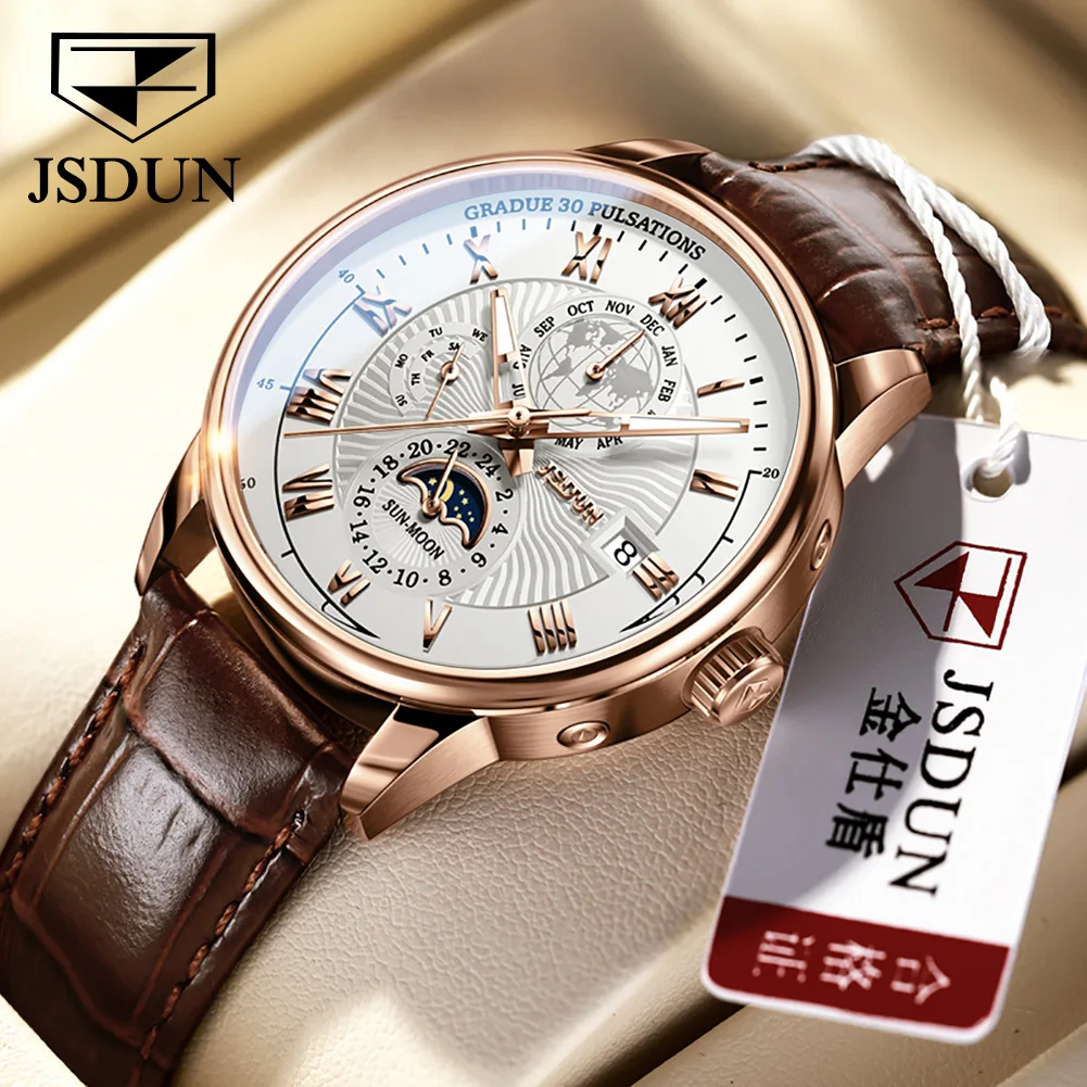 

JSDUN 8909 men Made In China Steel Buckle Stainless Steel Waterproof automaticMechanical watches men wrist