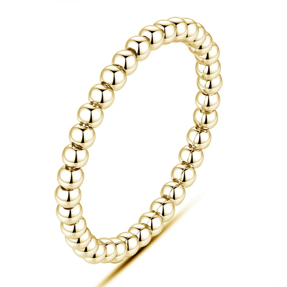 

925 Silver Ring Jewelry Wholesale 925 Sterling Silver 14K Gold Plated Simple Beaded Silver Ring