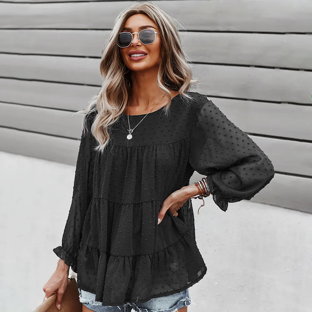 

Women's Sexy Lace Tops Blue Ruffles Chic jumper tops Blouse Short Sleeve Casual shirt Women clothing Girls blusa hot, Picture color