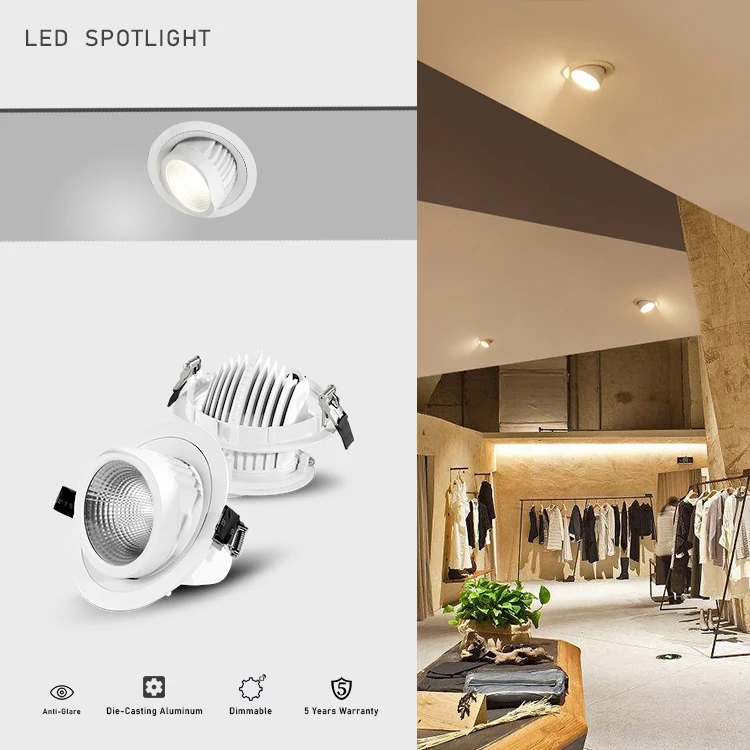 Factory wholesale adjustable round led downlight 230v down lamp for hotel retail showroom