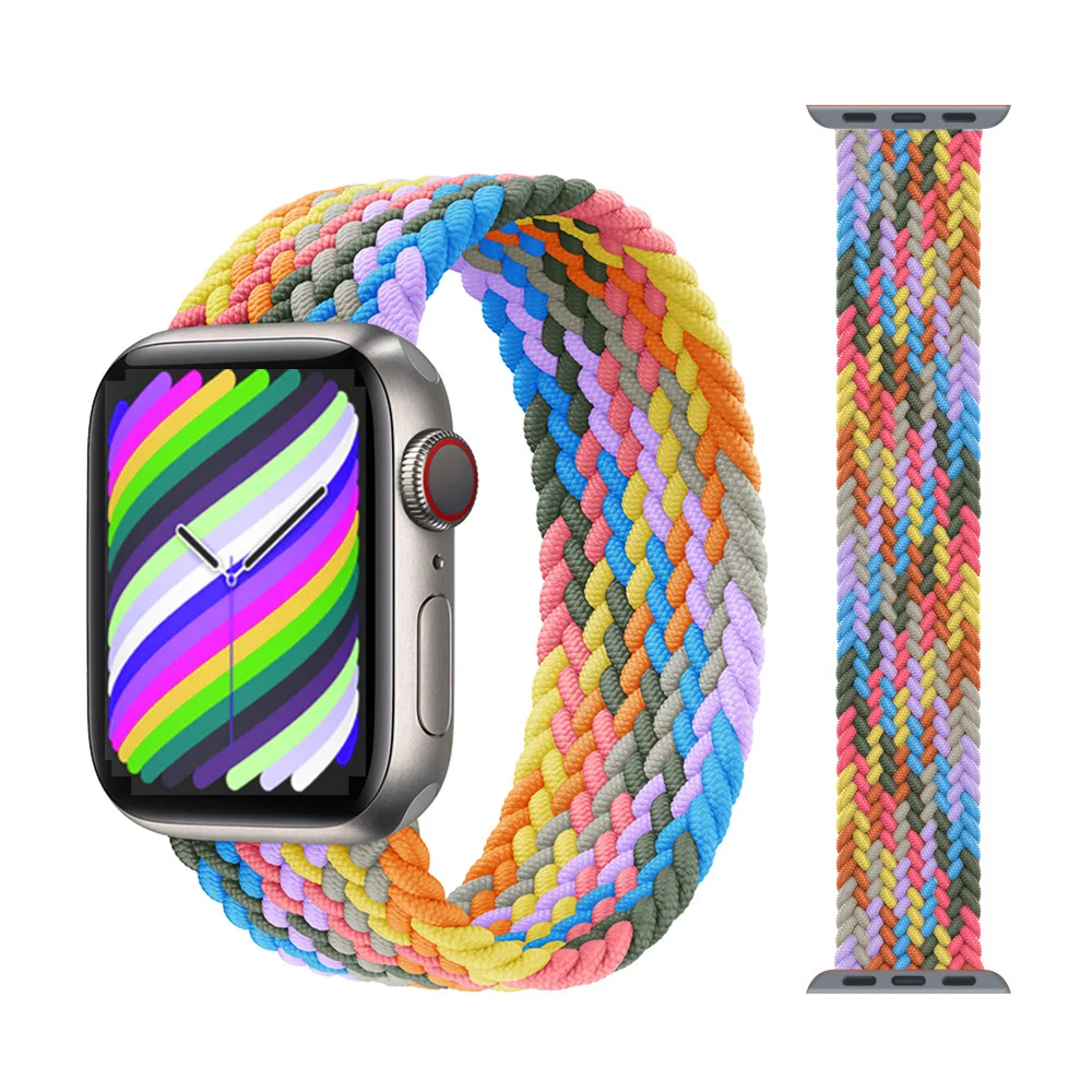 

Nylon Braided Loop Strap For Apple Watch 6 Se 5 Band 44mm 40mm 38mm 42mm Smartwatch Elastic Belt Bracelet on iWatch Series 65432, 34colors