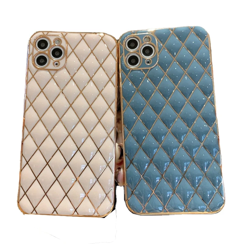 

Luxury Gold Geometric Electroplated Phone Case For iphone 12 Pro Max Camera Protection Back Cover For Samsung S21 Ultra