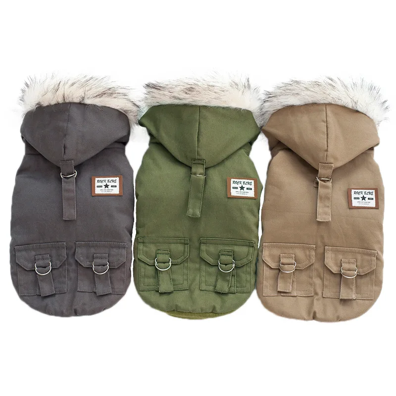 

Autumn and winter new military wear-resistant warm pet dog clothing cotton clothes spot wholesale