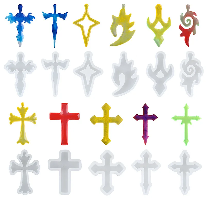 

Shiny Cross With Wings Silicone Keychains Molds Cross Goddess Jewelry Pendant Making Diy Craft Decoration Epoxy Resin Molds, Customized colors