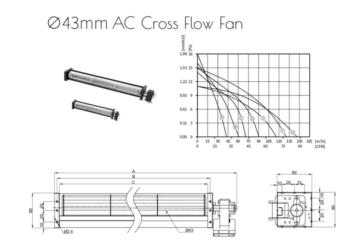 Tangential Fan, 230V, 48mm, Aluminum, 270 - detail 10