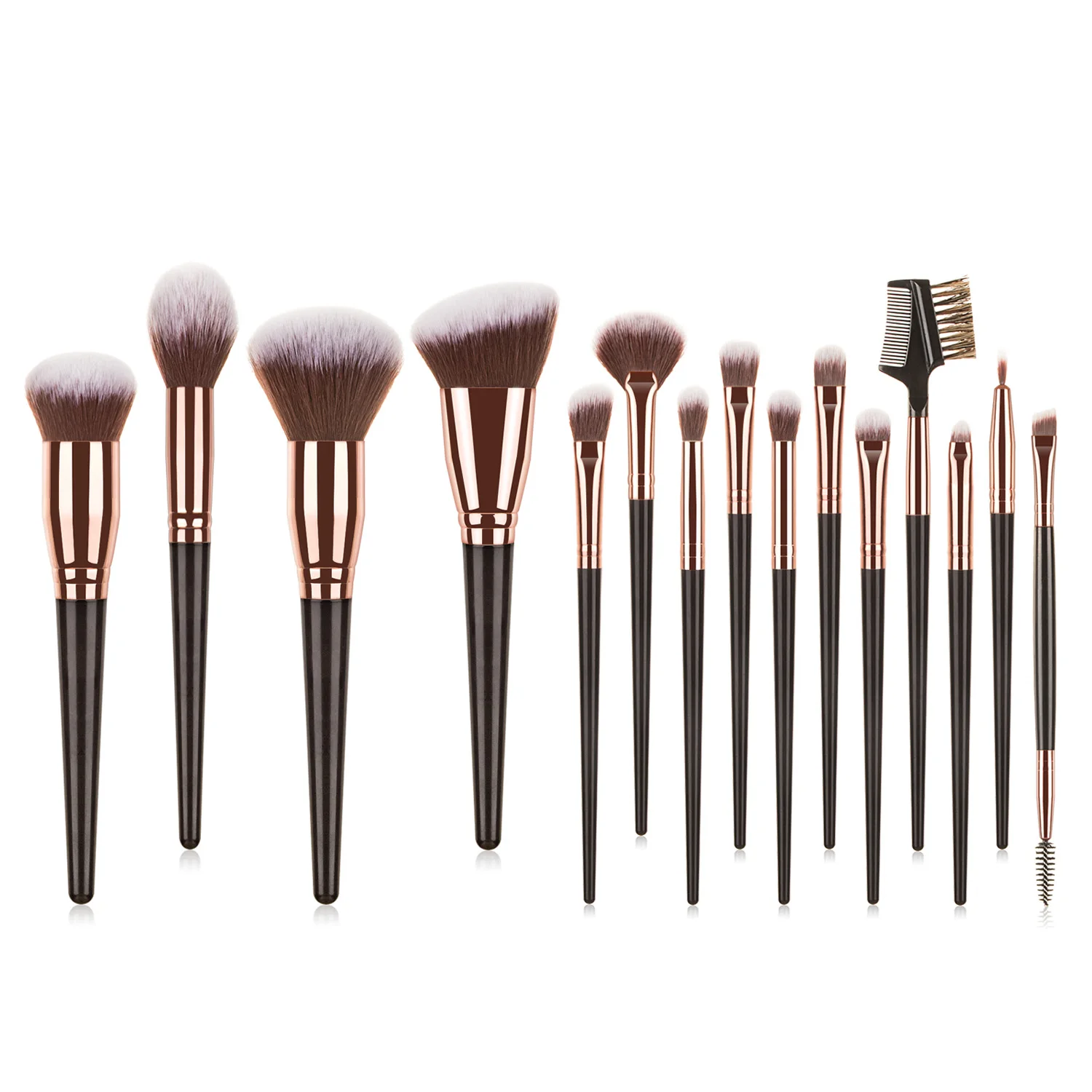 

Hot Now 15pcs Make Up Brushes NEW Design Makeup Brushes Set Low MOQ Customize Black And Gold Makeup Brushes Set Private Label, Black & gold