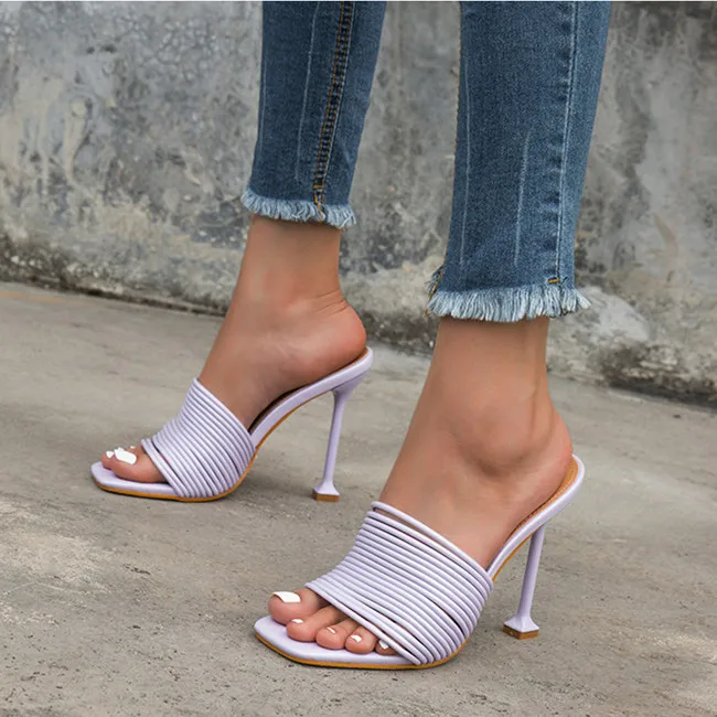 

New style popular women's stilettos slippers peep toe summer high heel sandals sexy ladies classic heel slippers, Pictures shown