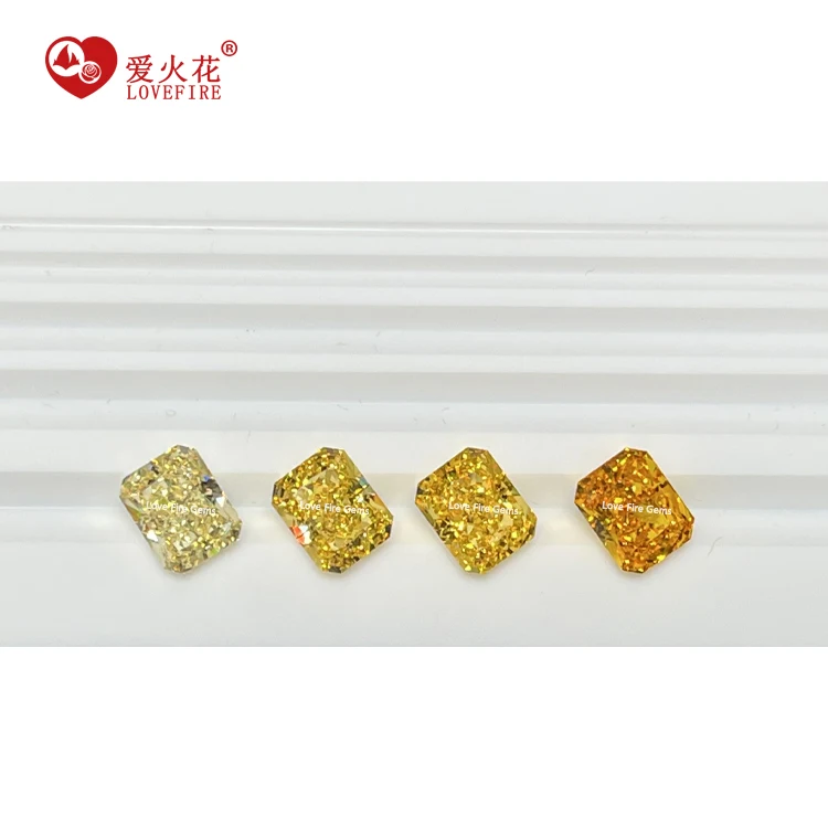 

all sizes octagon shape 4K ice crushed cut radiant cut loose cz gemstone yellow colors synthetic cubic zirconia