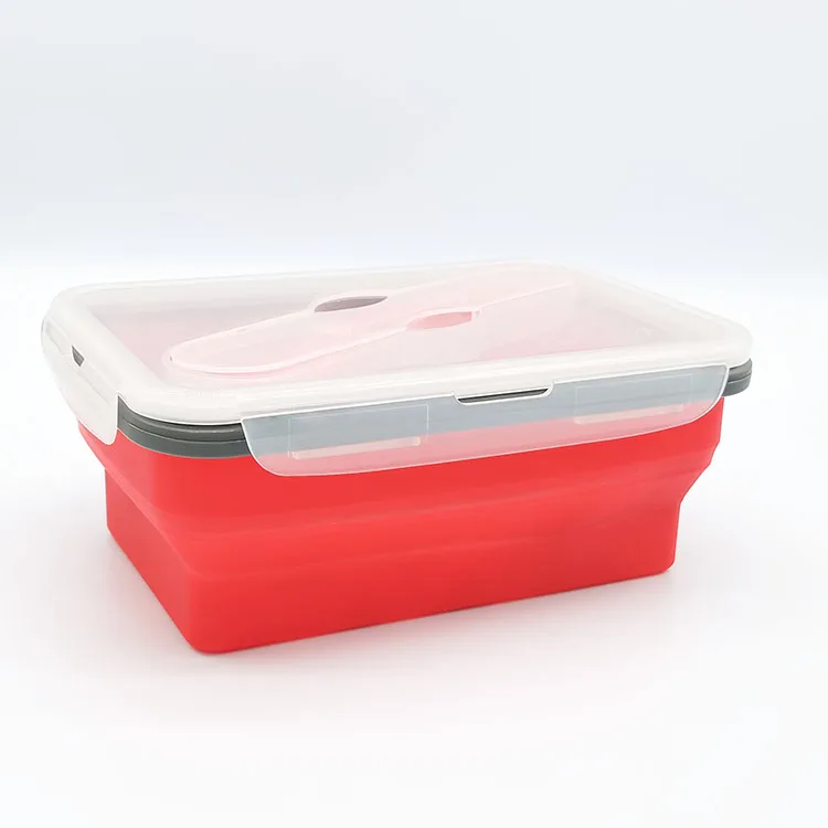 

Large capacity Collapsible Silicone Square Box Lunch Microwave food Storage Container For Kids Camping, Colors