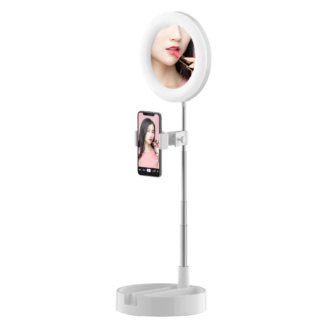 

Foldable 6.7 Inch G3 Phone Holder Selfie LED Ring Light Makeup Mirror Live Broadcast Video Fill Light