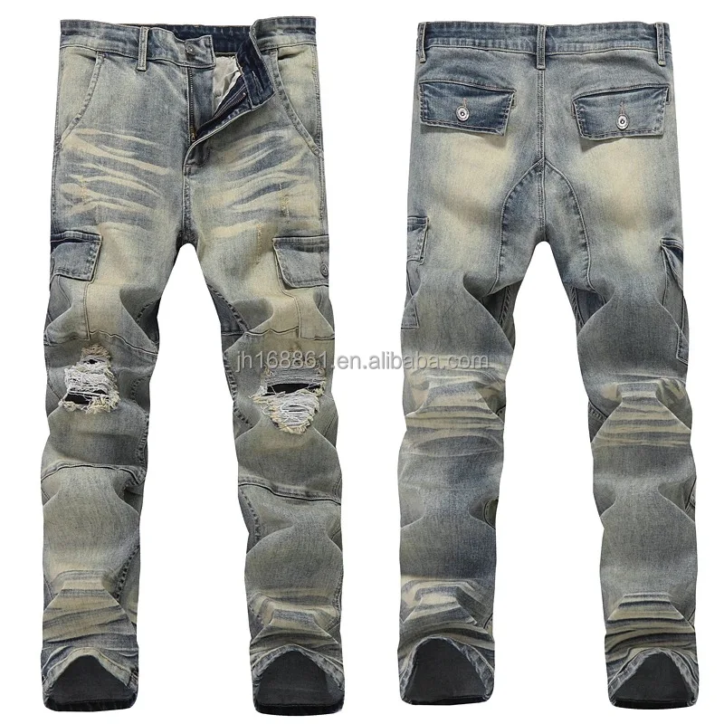 

Discount wholesale hot factory ex-factory price break wrecks men's jeans tight rip holes men's jeans, Customized color