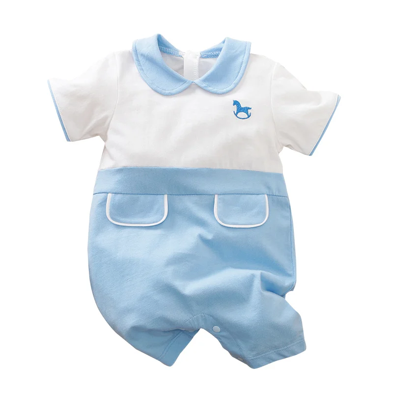 

Short sleeves Pure cotton cute pony pattern summer baby girl boy jumpsuit baby pajamas