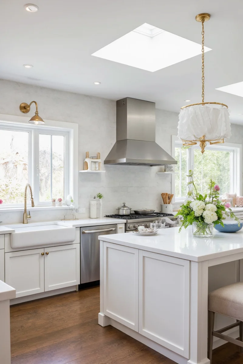 Custom-designed backsplash behind kitchen exhaust hood