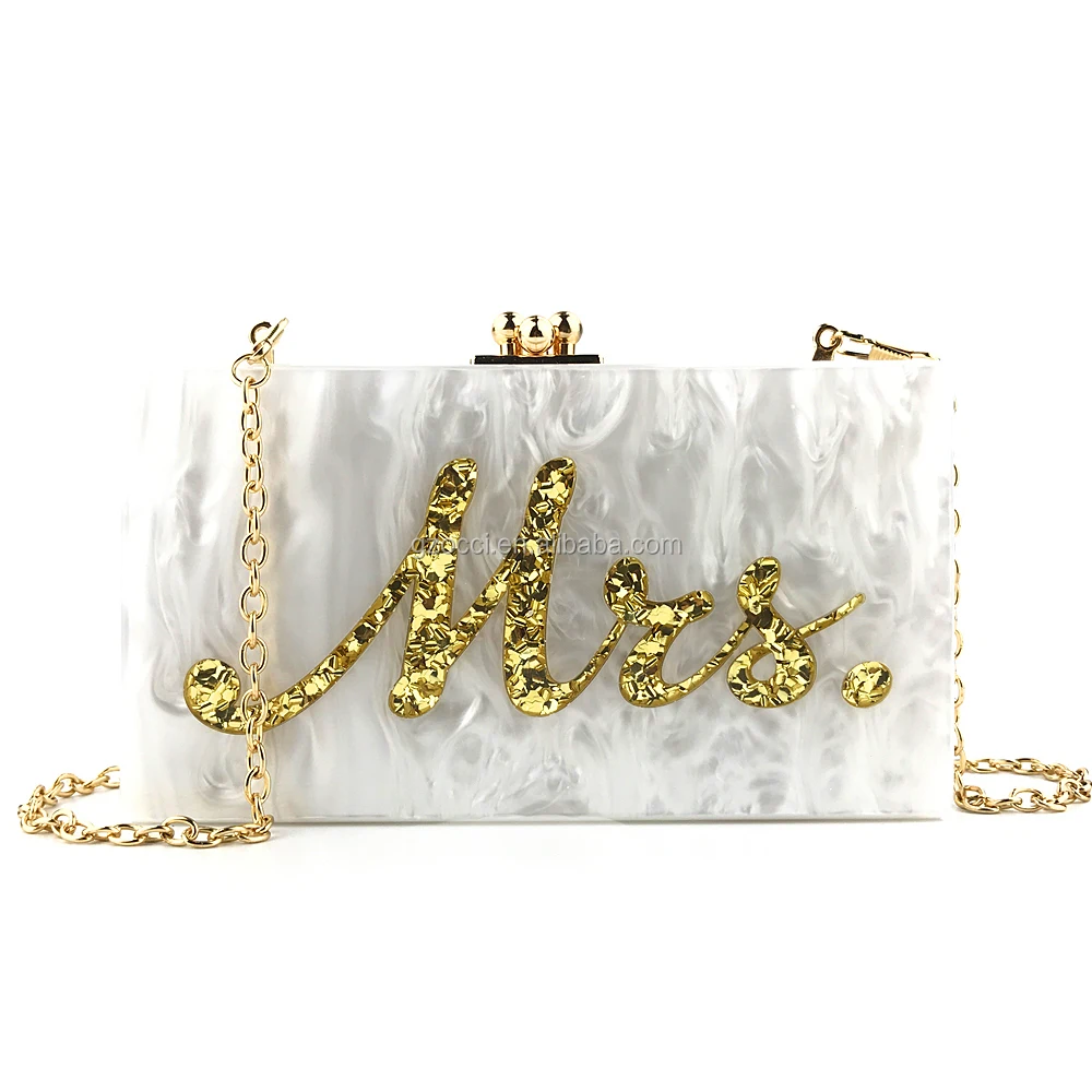 

OC4053 Wholesale custom Mrs acrylic clutch handmade clutch purse handbag, Custom any color
