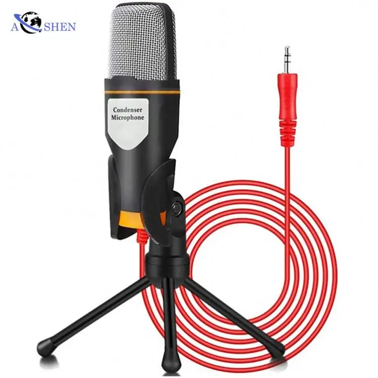 

Desktop 3.5mm plug Condenser Microphone with Tripod Stand for PC Computer Laptop Smartphone Recording Chatting Singing