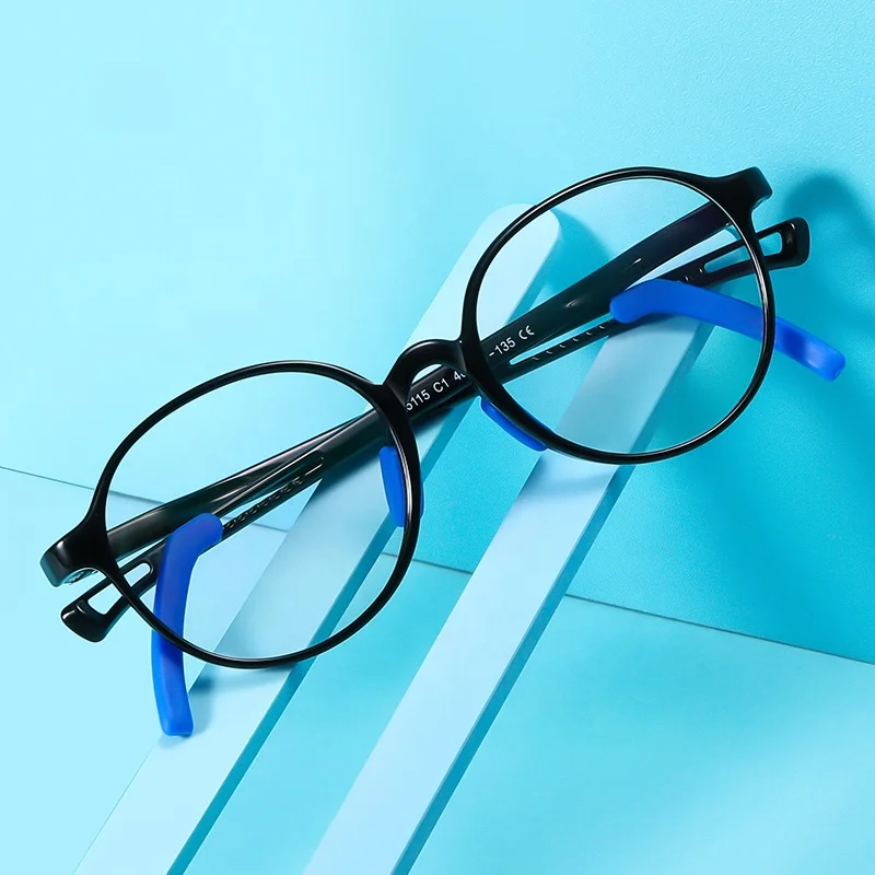 

Anti Blue Light Blocking Kids Glasses TR90 Flexible Round Frames Adjustable Temple Ultralight Children Computer Eyeglasses