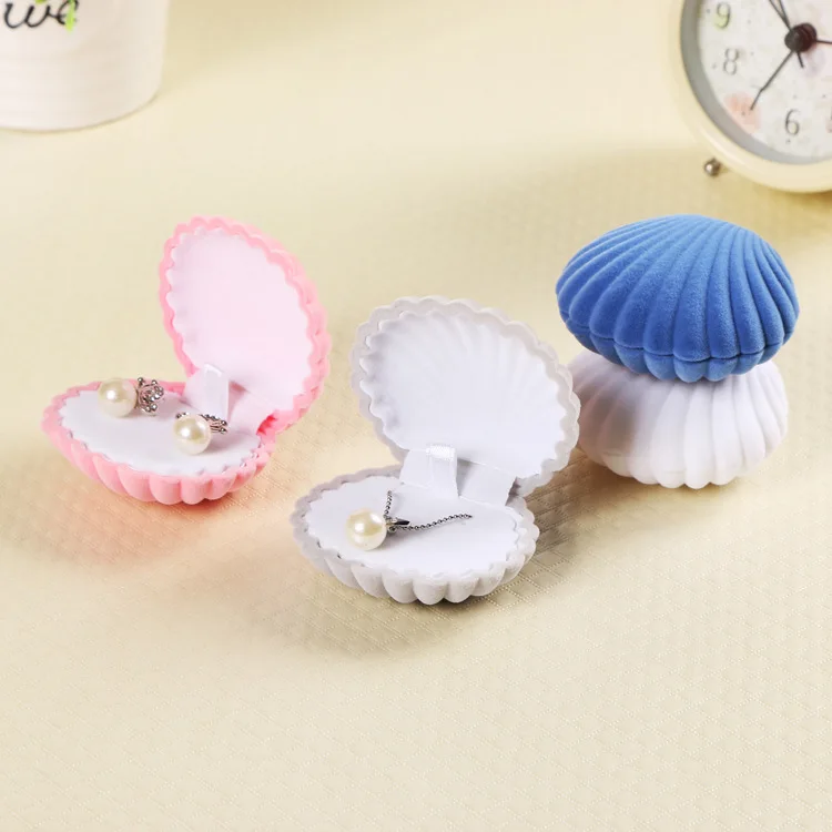

Wholesale custom cheap shell shape velvet gift jewelry packaging box