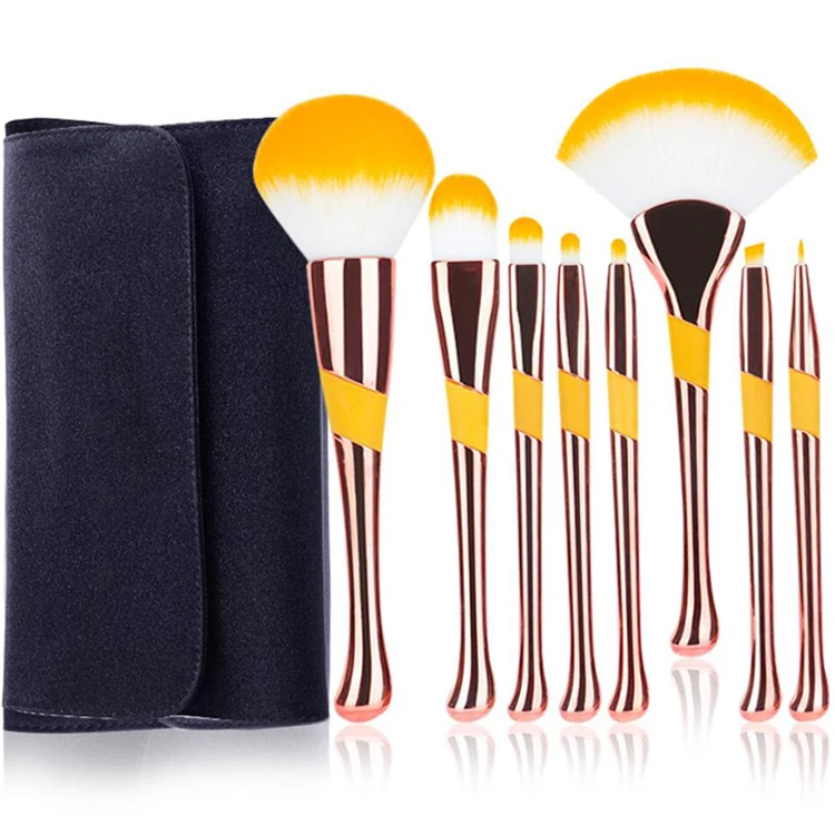 

Online Best Sell Professional Foundation Cosmetic Makeup Brushes Kit of 8Pcs, Easy Use Beauty Makeup Brushes Set For Girls, Pink, red, yellow colors
