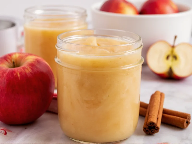 Smooth applesauce in mason jar with cinnamon