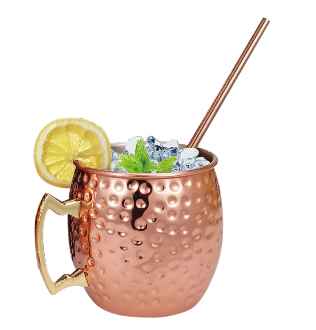 

stainless steel wine cups 530ml copper cocktail glass hammered moscow mule mugs, 8 color