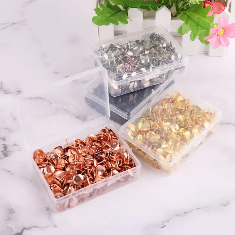 

400pcs/box Thumbtack Drawing Pins Push pin Cork Board Photo Wall Map Markers, As picture show