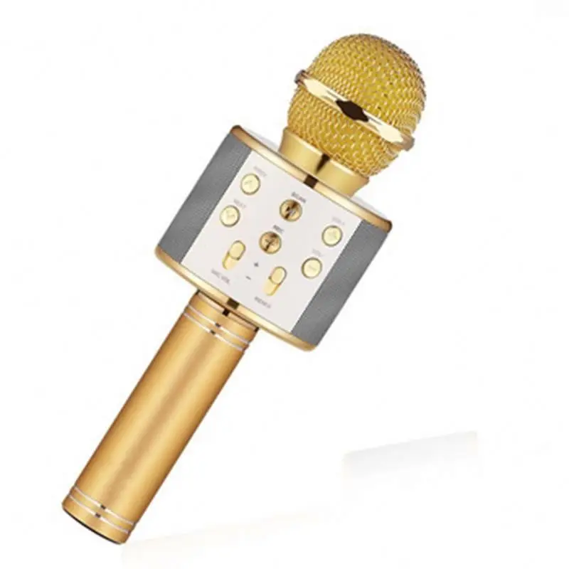 

Portable Wireless Karaoke Microphone Bt Ktv Mic Speaker Usb Player Ws858, Black,gold ,rosegold,blue