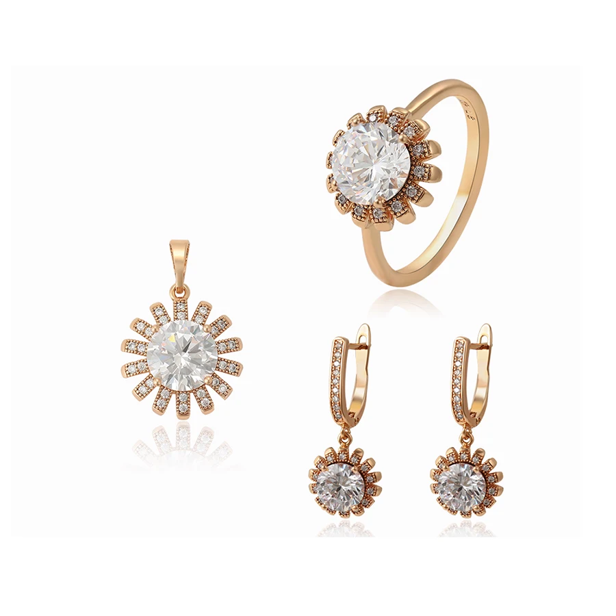 

62958 Xuping jewelry new designs 18k Gold Costume Jewelry, Fashion Trendy Jewelry Set, White,violet,aquamarine
