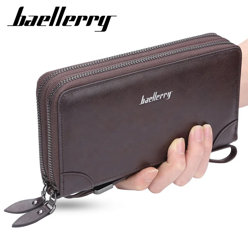 

Baellerry Vintage Men's Double Zipper Wallet Clutch Bags For Man Leather Purse, Black,brown,coffee