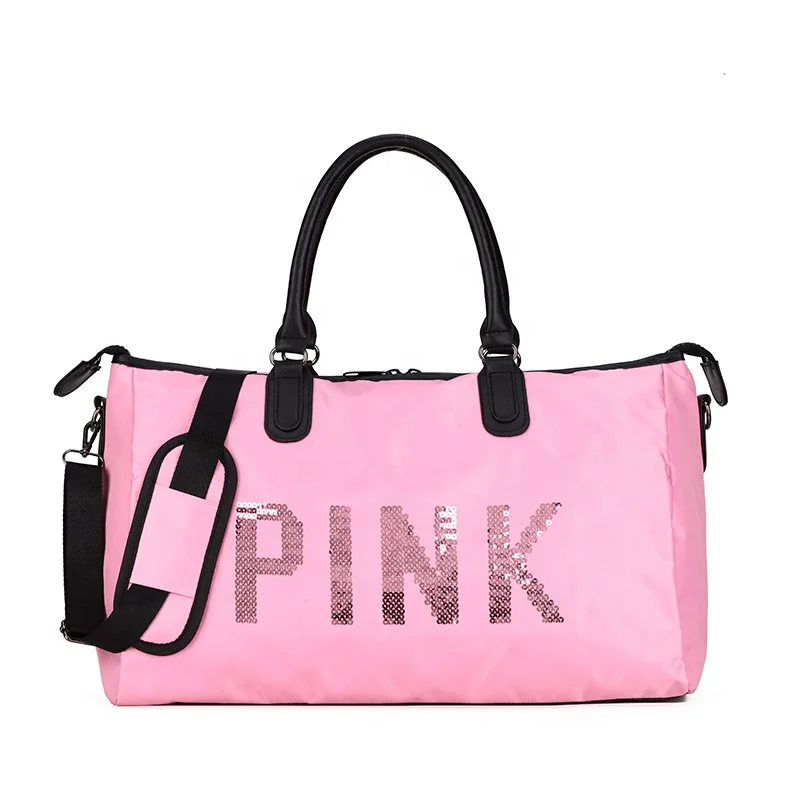 

Fitness Bag Women's Large Capacity one shoulder Handbag Travel Pink Sports Bag Waterproof Duffle Bag, 5 color options