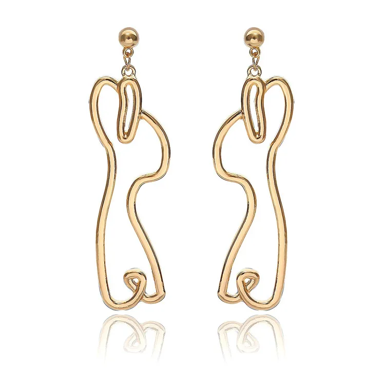 

Hotsale Design Jewelry Luxury Long Dangle Rabbit Earrings Animal Rabbit Drop Earrings For Girls Party