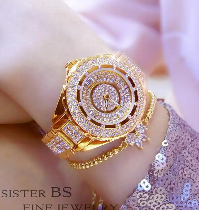 

Bee Sister Shiny Bling Custom Hip Hop Iced Out Baguette Watch Women Diamond Watch Reloj Con Diamantes