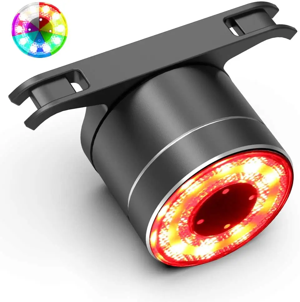 

2021 can be customized 7 colors led flashing aluminium alloy shell rechargeable bicycle led brake light, Black