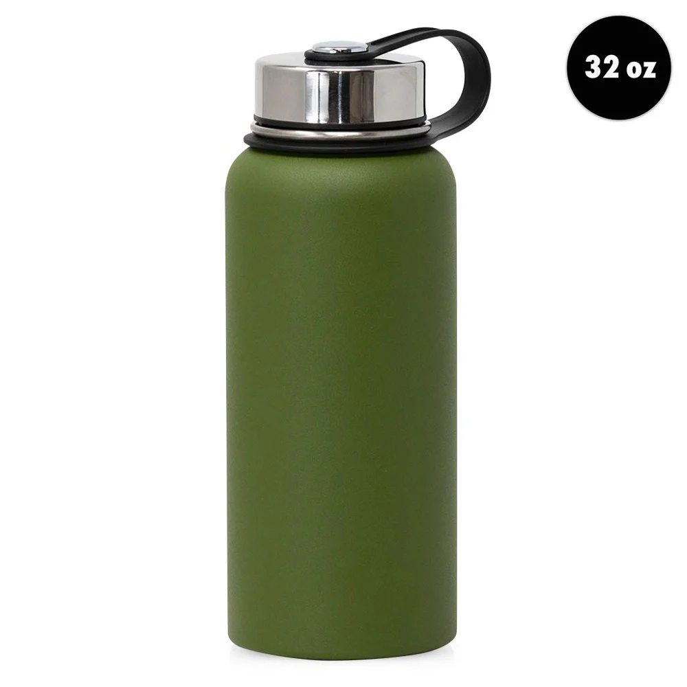 32oz Sports Flask Double Wall Stainless Steel Sports Bottle Vacuum Insulated Wide Mouth Water Bottle with Lid Travel Thermos