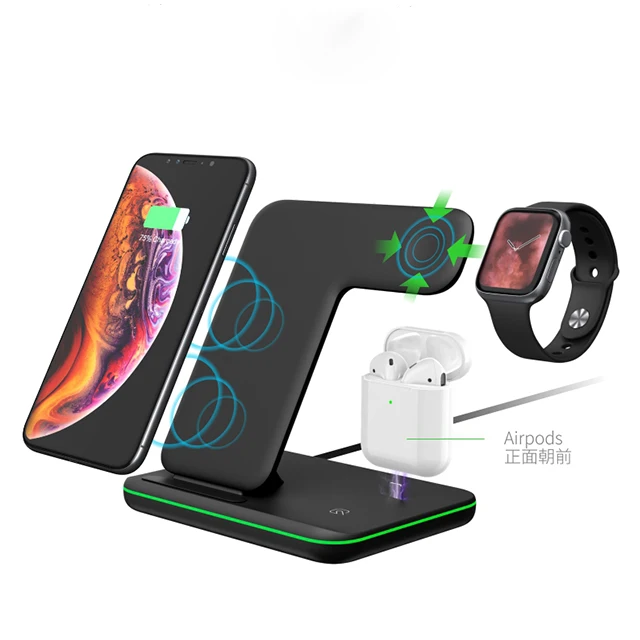 Latest New Qi Certified 3 in 1 Fast 15w Wireless Charger For Airpod TWS Watch