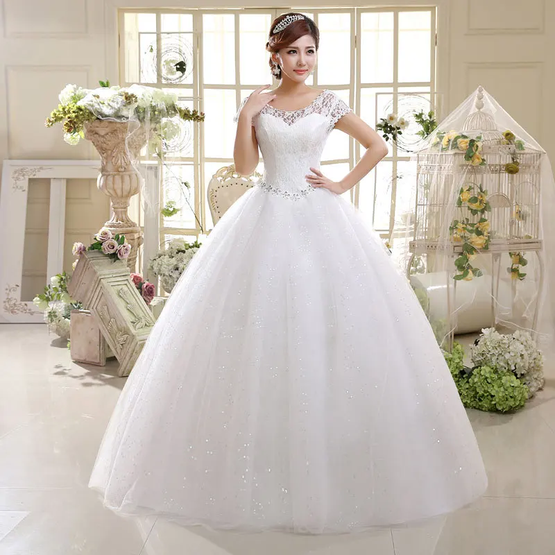 

2022 Wed Gown Elegant Vestido de novia quinceaneras barato Short Sleeve Sequin Lace baiyi bridal Bridal Gown Wedding Dress