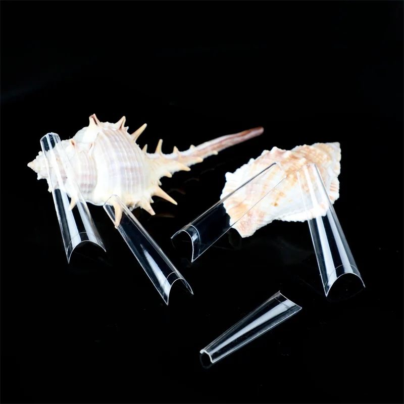 

New popular C curve half cover 504 pcs per bag or box clear natural xxxl coffin tips, White/nature/clear