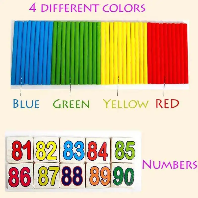 Best selling Maths Teaching Box Set Children Wooden Number Counting Math Toy Mathematics Sticker Calculate Game Educational wood