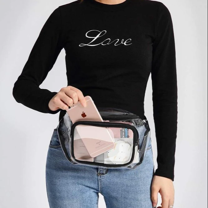 

New Women Fashion PVC Transparent Waist Bags Clear Waterproof Purse Clear Fanny Pack PVC Waist Bag