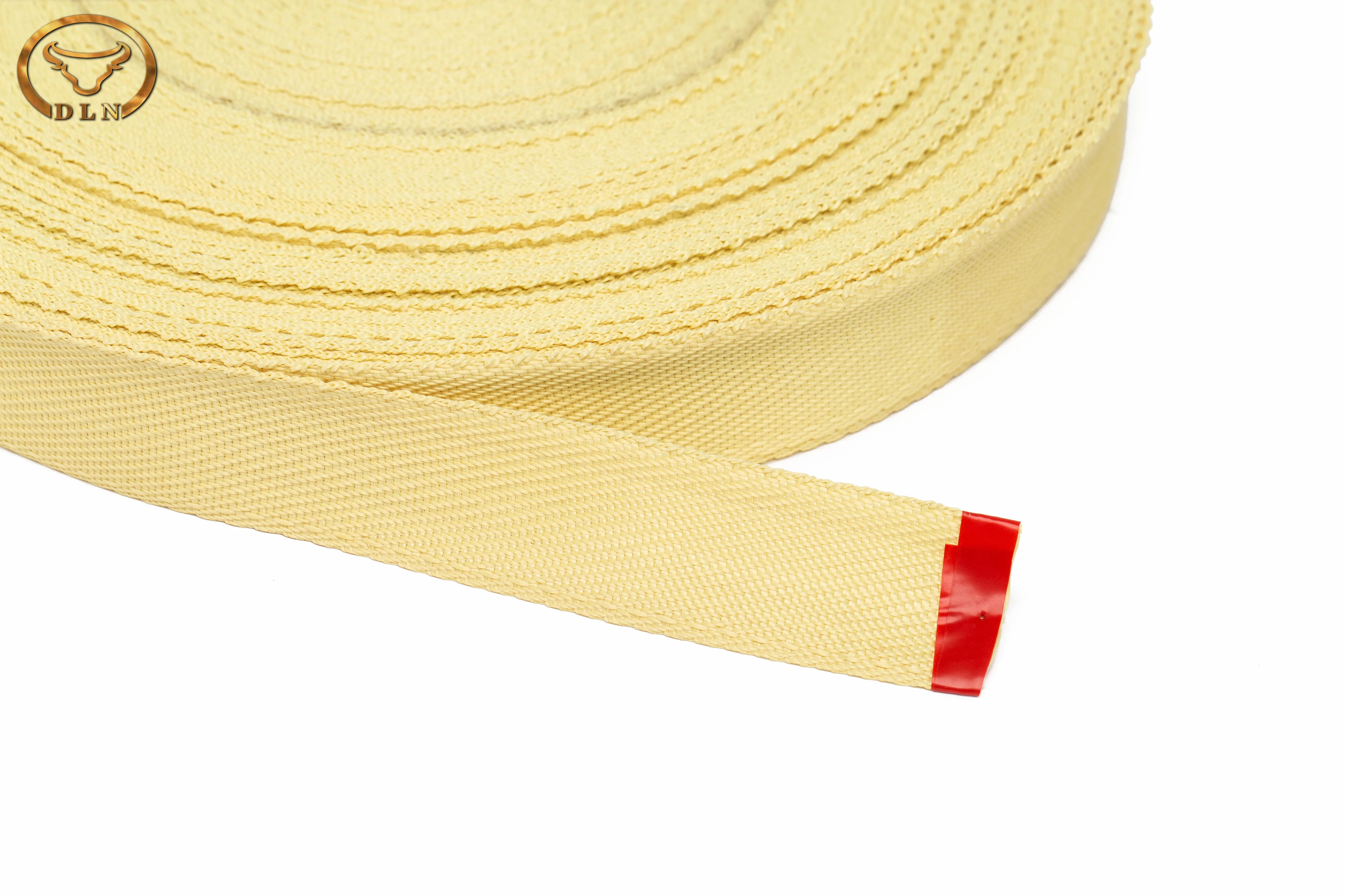 
High temperature resistant and abrasion resistant yellow aramid tapes width from 25mm to 100mm 