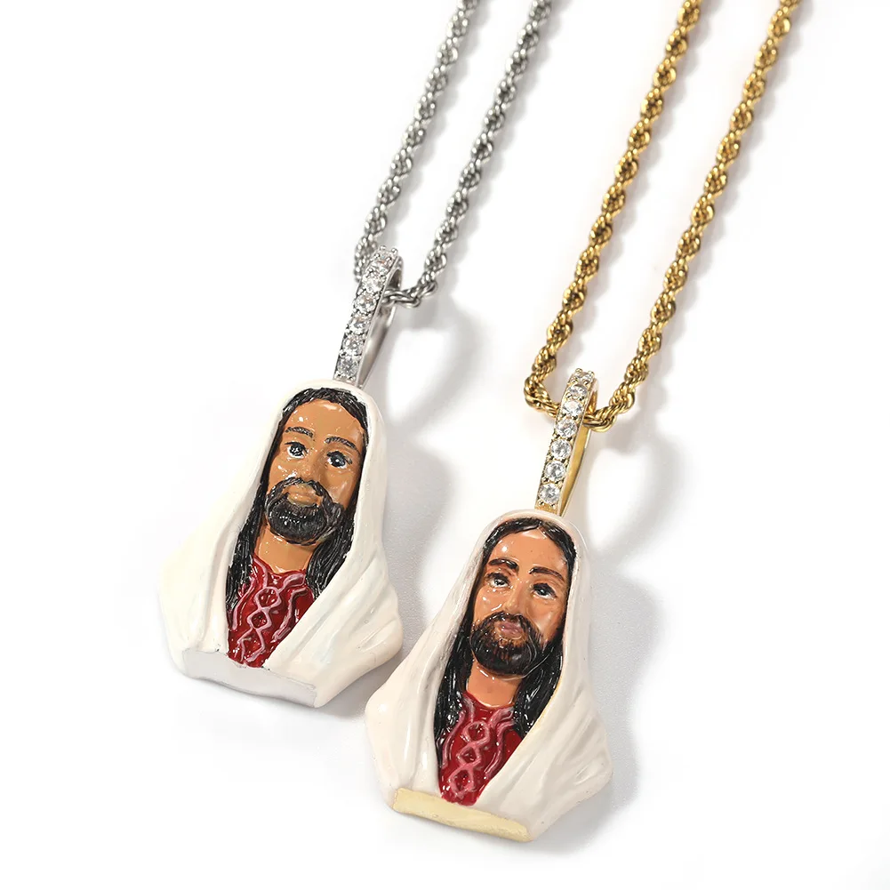 

Uwin Newtrendy 3d Iced Enamel Jesus Face Charms Pendant Necklace Rapper Jewelries, Many colors available
