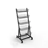 5 tiers trapezoid display rack metal wire basket display stand with wheels and 3 colors